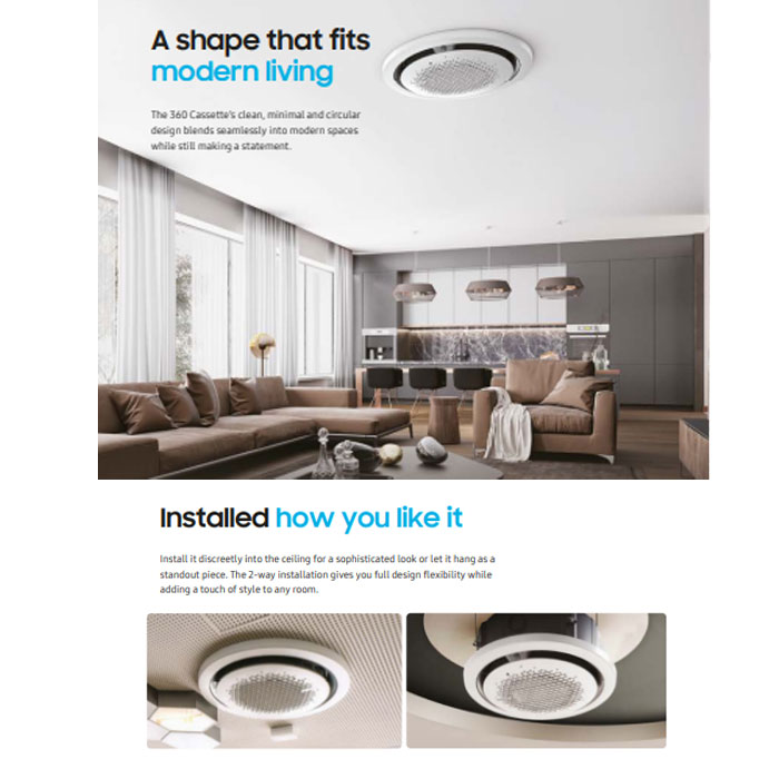 Samsung AC Cassette Inverter 360 Wind-Free Square Panel 6 PK - AC140FE6DKF/EA |  AC140 FE6DKF